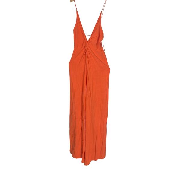 Forever 21 Orange Open Back Wide Leg Linen Blend Jumpsuit – Size L NWOT - Picture 2 of 8